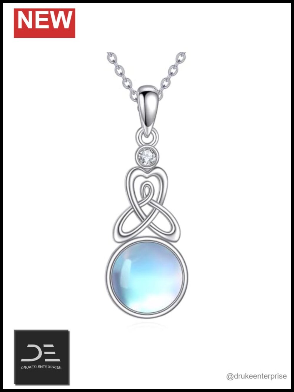 Celtic Motherhood Knot Pendant Necklace 925 Sterling Silver Moonstone